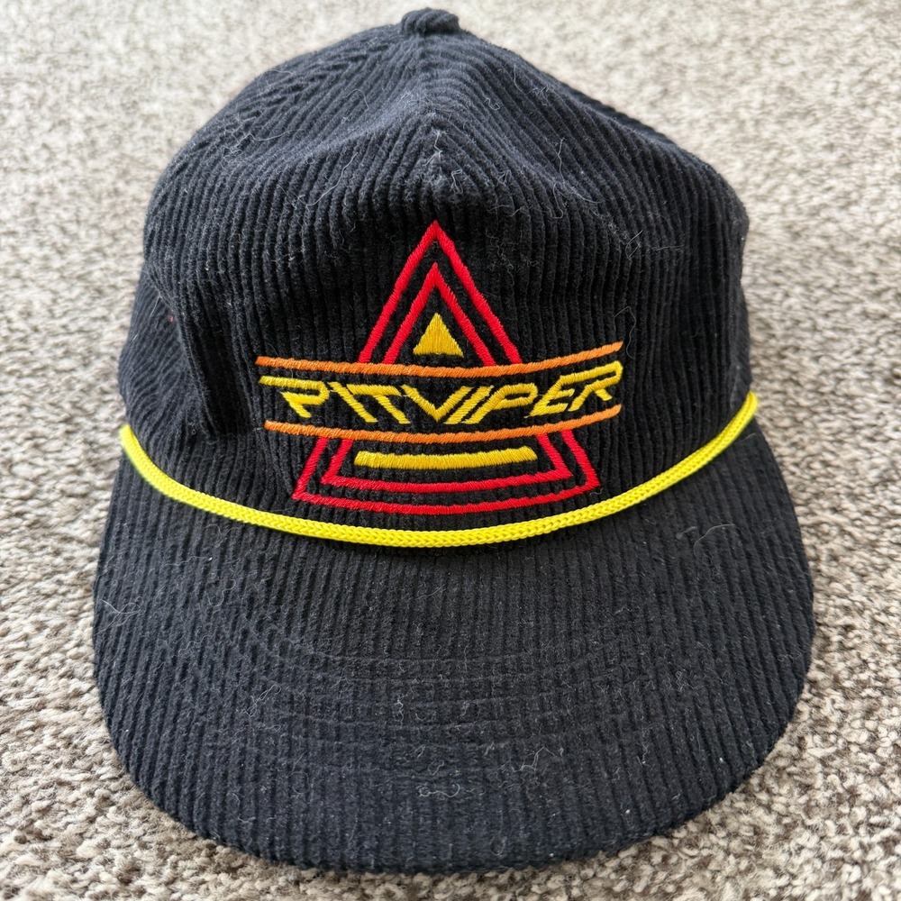Pit Viper Sunglasses Corduroy Strapback Trucker Groomer Hat Black Yellow